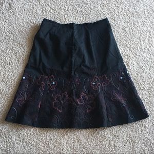 Size 8 Black Skirt with Floral Embroidery